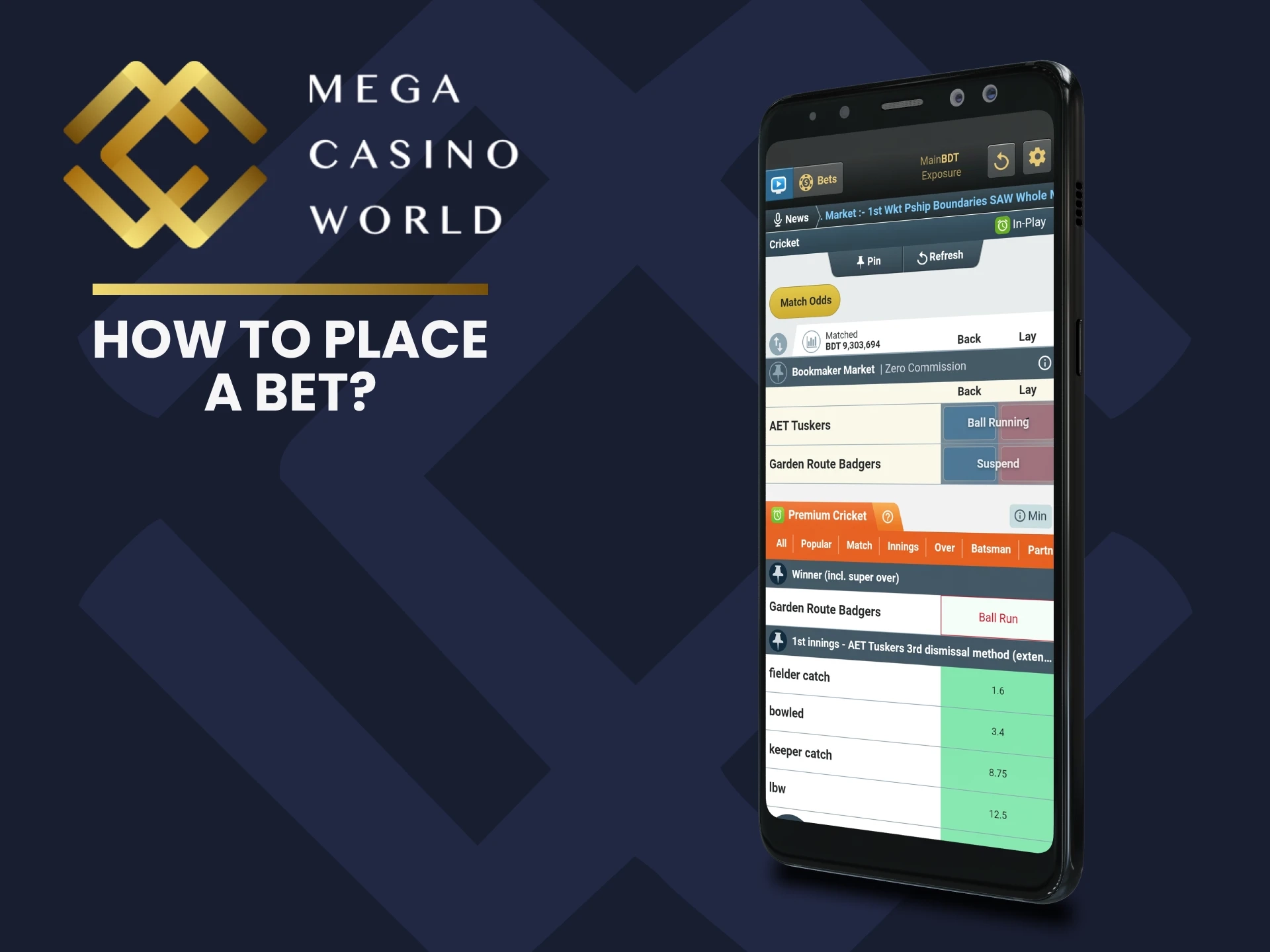 Learn how to bet with the MCW app for Android.