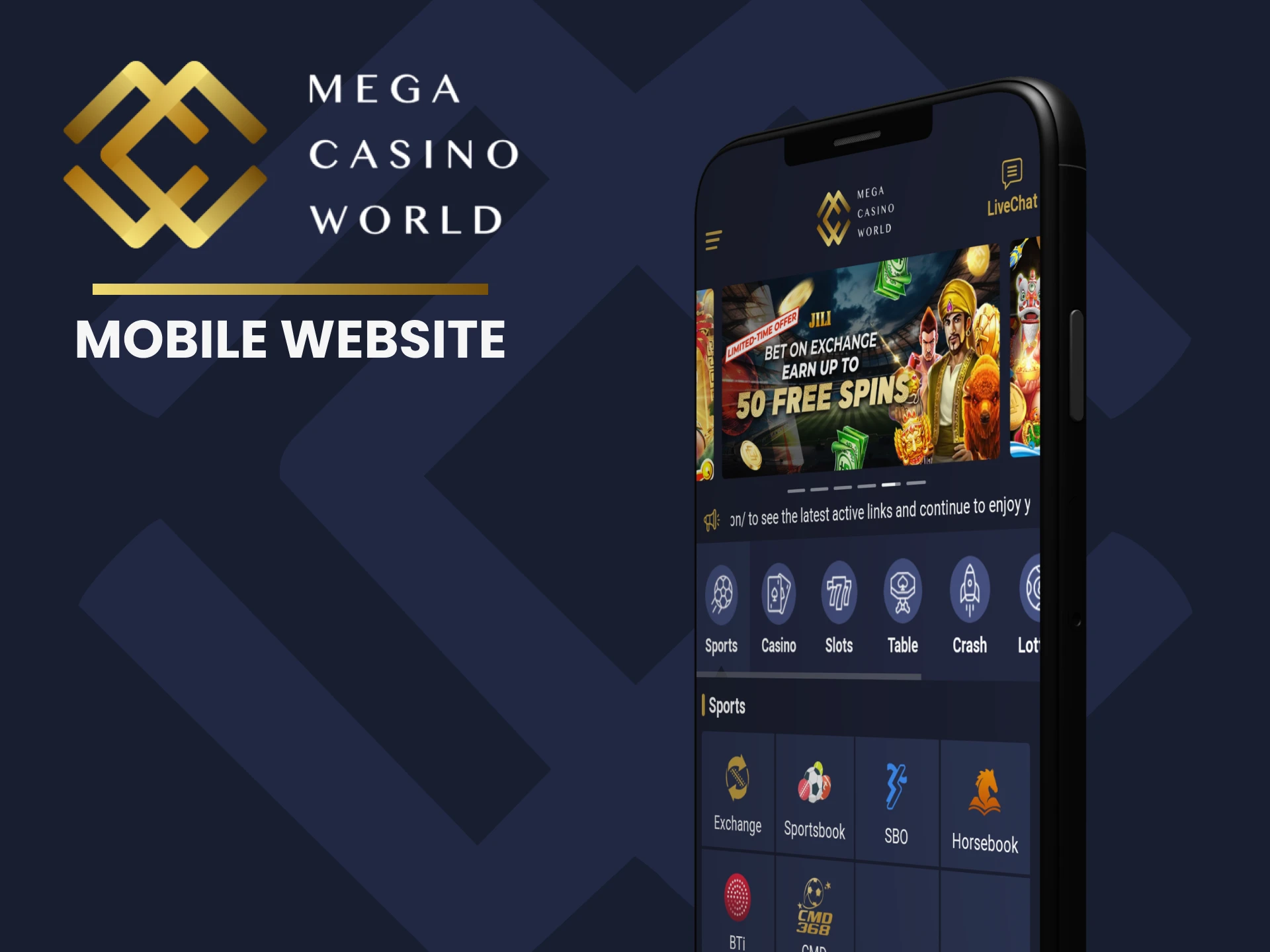 When MCW APK installation is not possible, use the Mega Casino World mobile version.