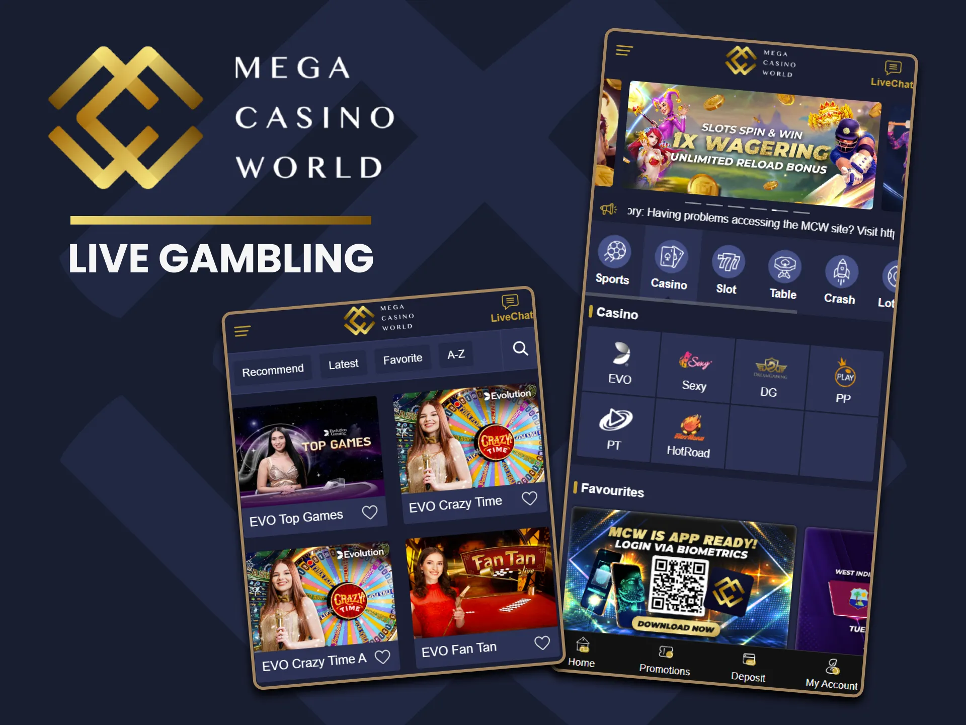 The MCW Casino App offers a thrilling experience of real-time gambling.