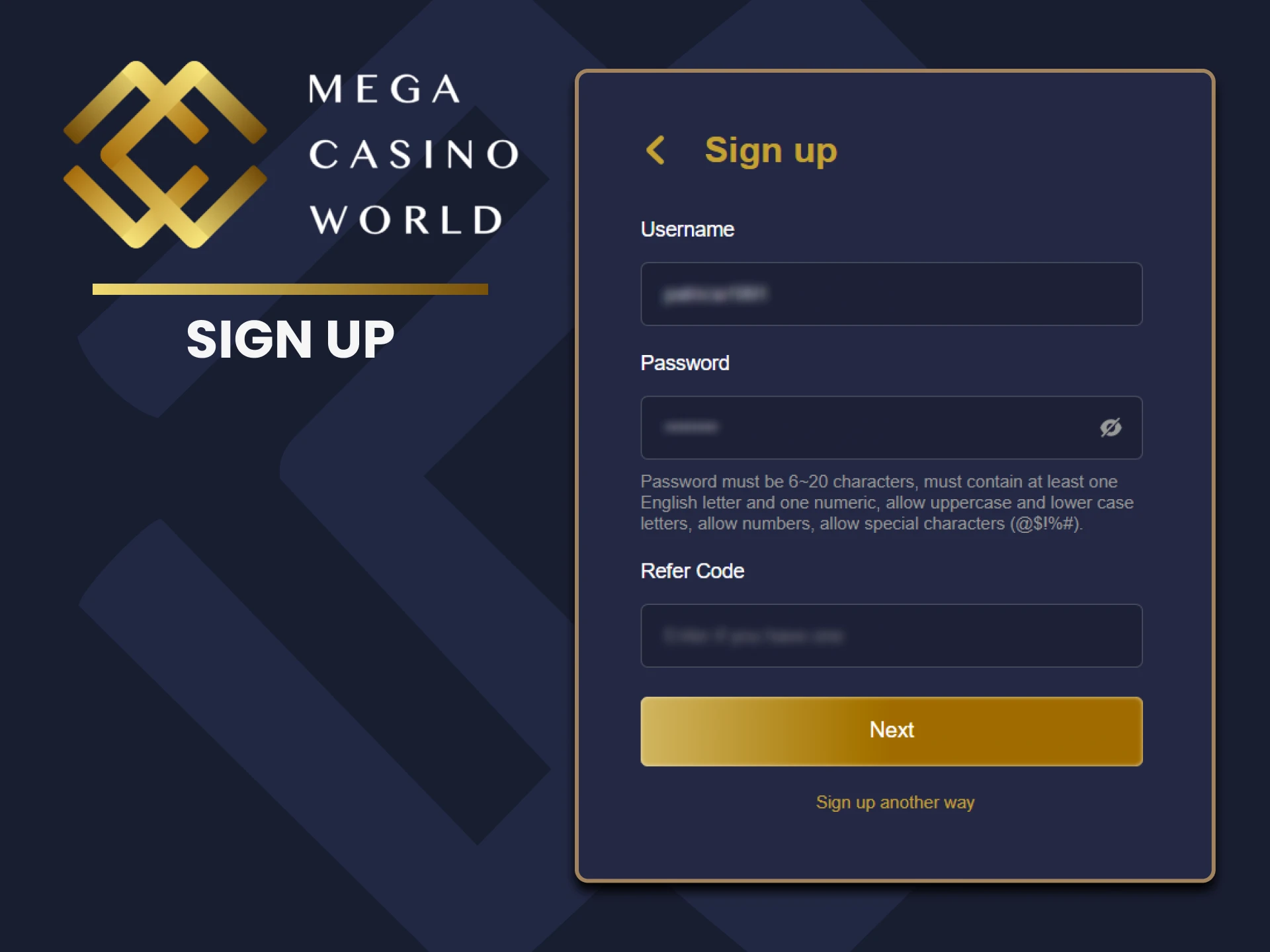 Create a personal account to start playing MCW.