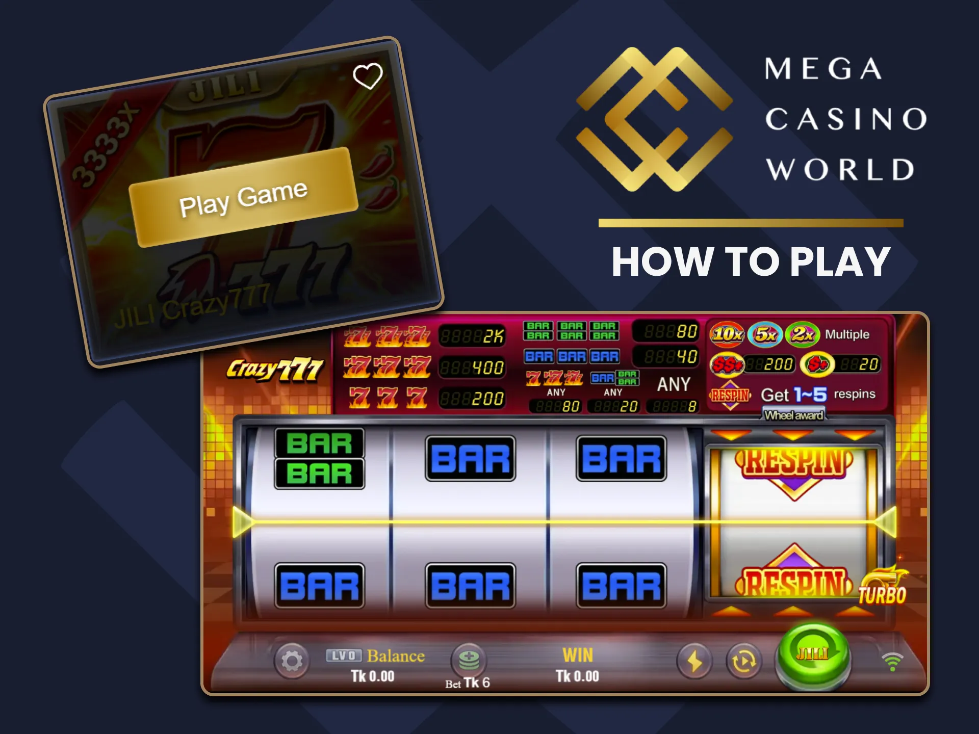 There are a few steps to follow to play slots at MCW Casino.