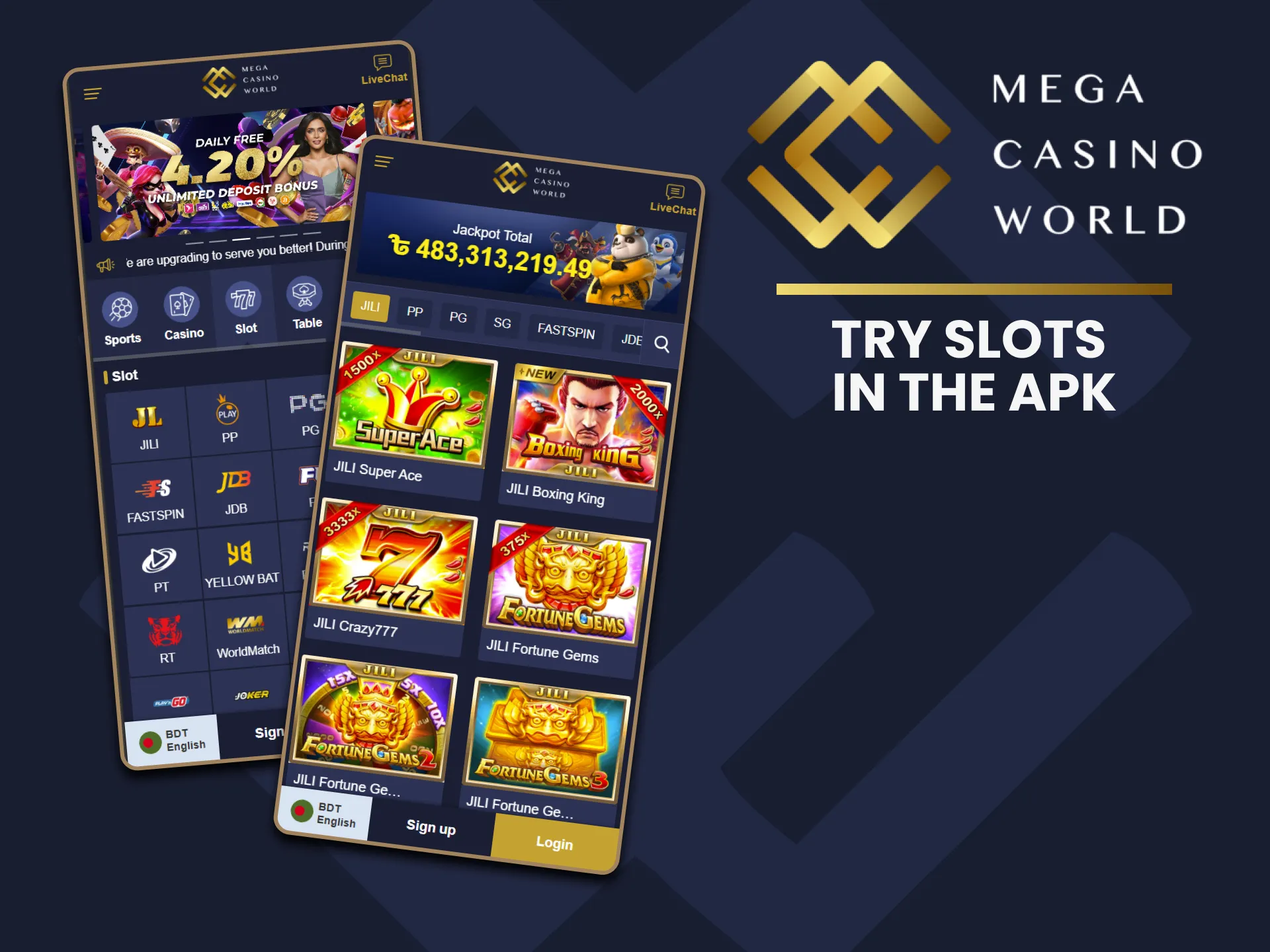 Try the slots playing in the MCW Casino app.